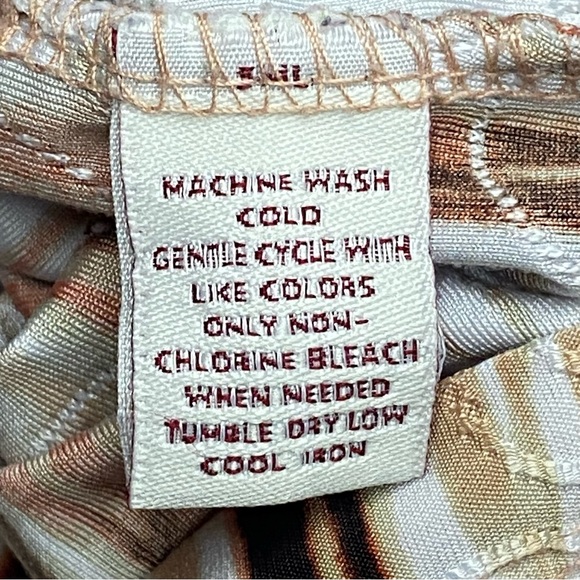 JM Collection Blouse Women Size XL Orange Tan White Textured Short Sleeve Casual - Picture 4 of 5